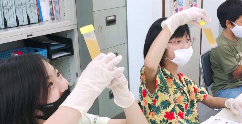 実験中の生徒の写真